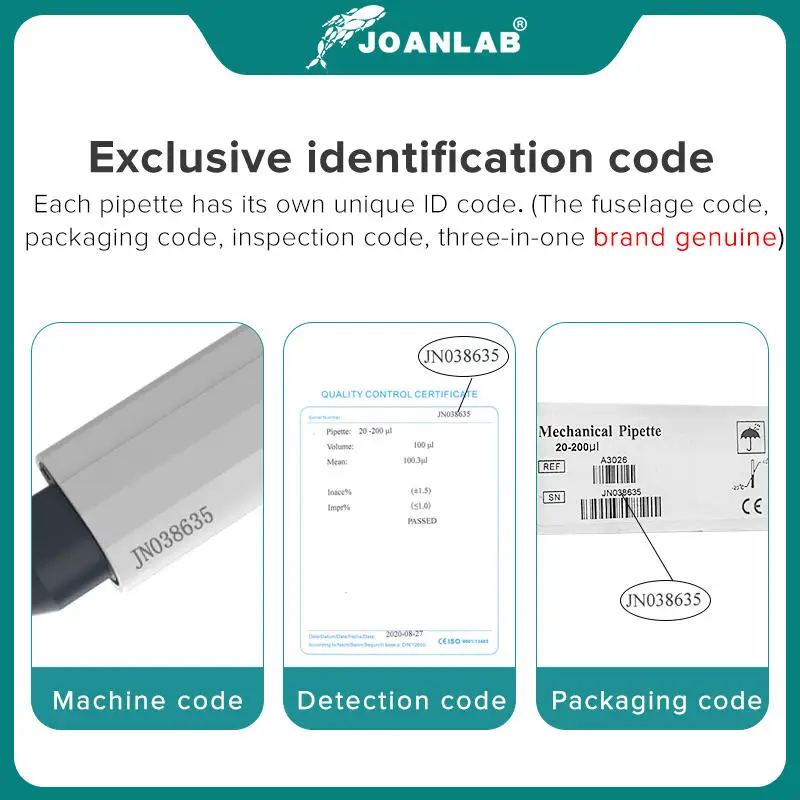 JOANLAB 공식 매장 실험실 피펫 플라스틱 단일 채널 디지털 조정 가능한 마이크로 피펫 실험실 장비 (피펫 팁 포함)