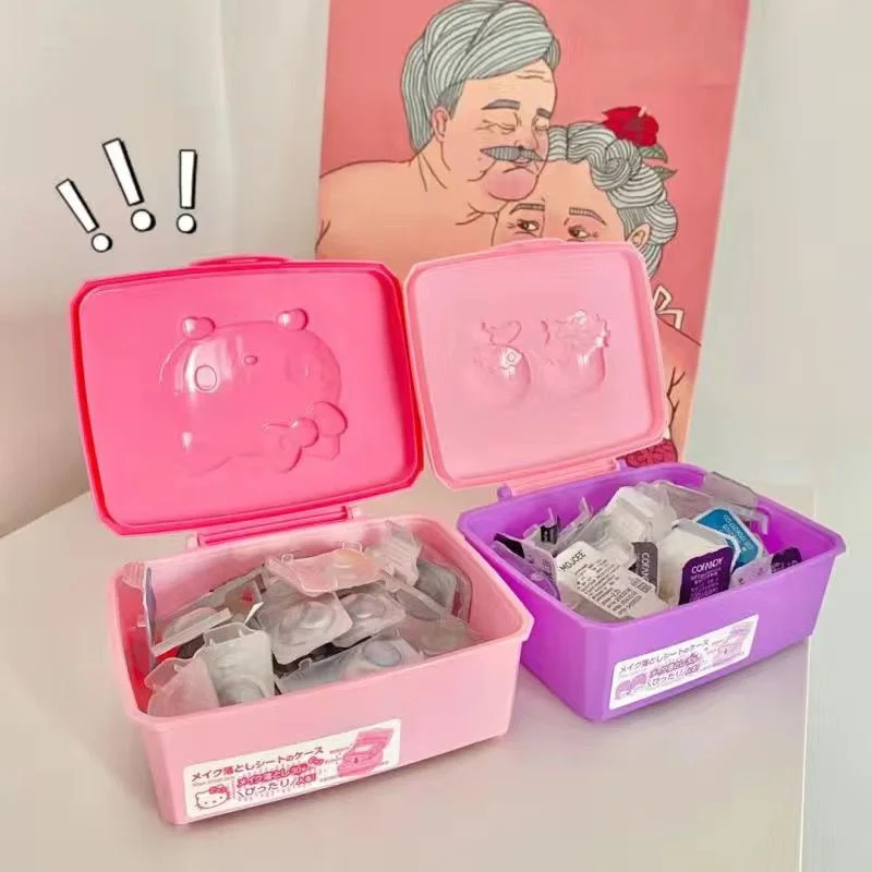 가와이 산리오스 마이 멜로디 보관함 애니메이션 KT 고양이 클램 쉘 면봉 문구 헤드피스 보관함 선물 소녀 용 장난감