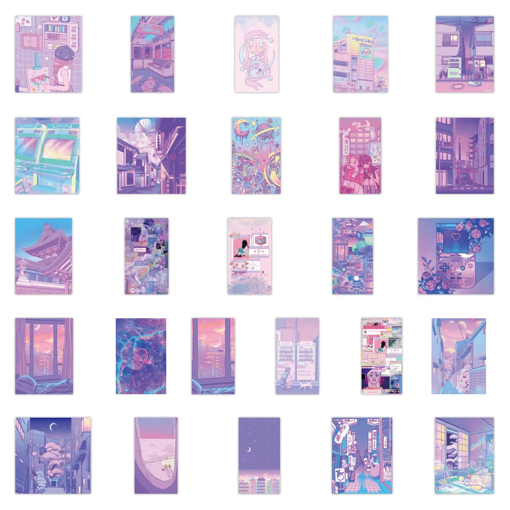 10/30/55pcs 귀여운 레이저 소녀 만화 미적 스티커 데칼 스크랩북 전화 노트북 가방 장식 스티커 어린이 장난감