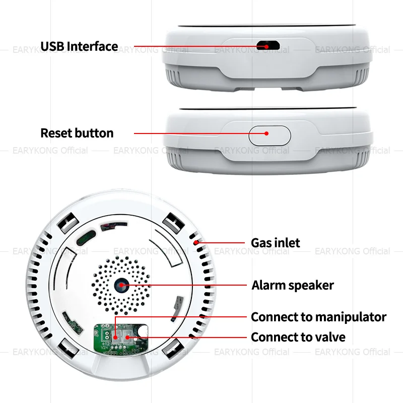 EARYKONG-Wifi 천연 가스 센서 가연성 가정용 스마트 LPG 가스 경보 감지기, 누설 센서 Wifi 온도 감지기