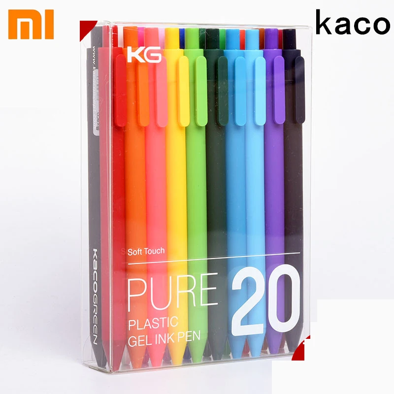 Kaco 다양한 색상 개폐식 젤 펜, 0.5MM 컬러 잉크, 저널 노트, 매끄러운 글쓰기, 플래너 드로잉 문구, 20/10