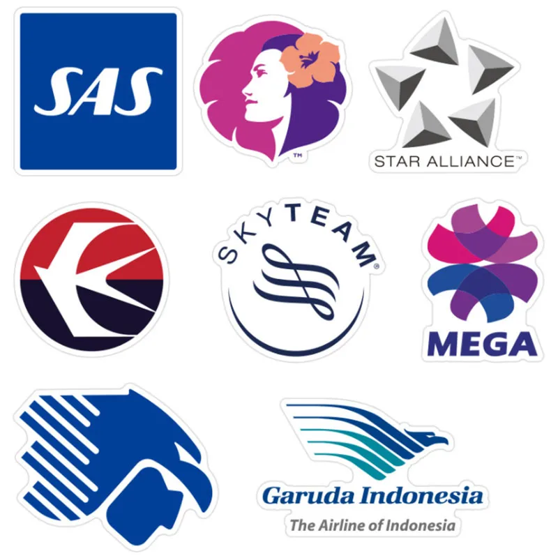 항공 항공기 회사 로고 스케이트보드 여행 가방, 전화 노트북 수하물 스티커, DIY 어린이 소녀 장난감, 10 개, 30 개, 55 개