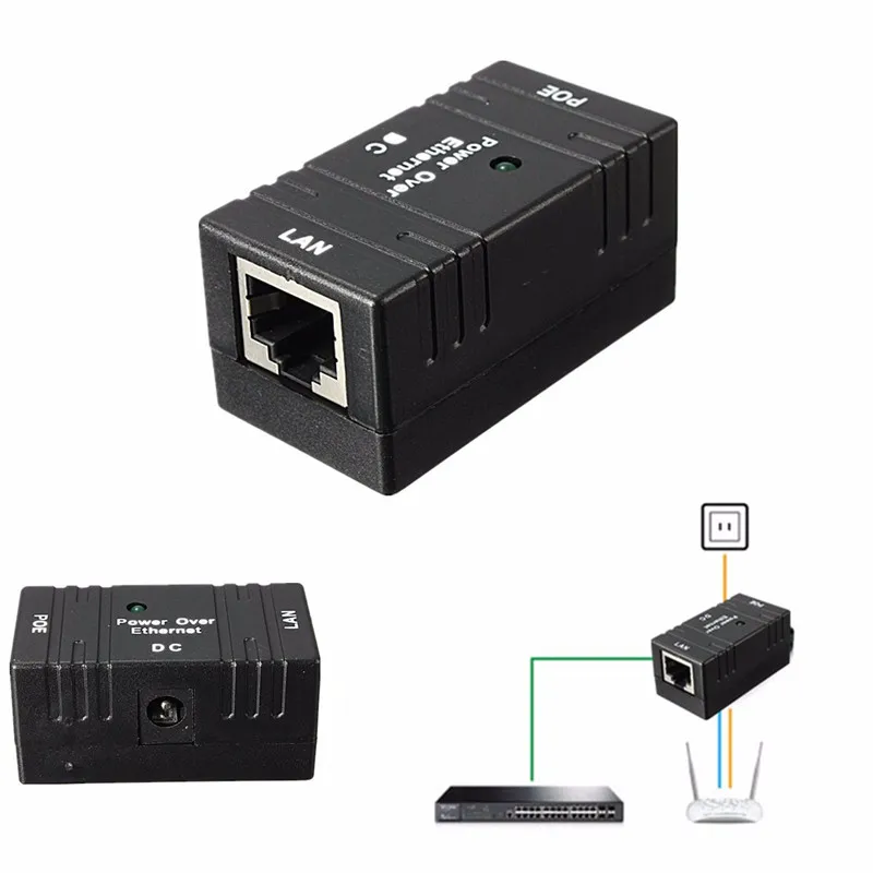 POE POE 분배기 CCTV IP 카메라 전원 공급 장치 이더넷 RJ-45 인젝터 벽 마운트 어댑터 1000/100Mbps