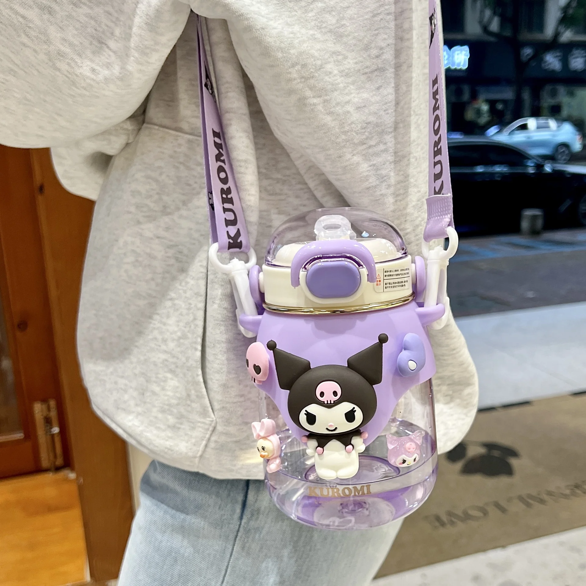 산리오 시나모롤 휴대용 빨대 물컵, 쿠로미 병, 야외 스포츠 피트니스용 대용량, 귀여운 820ml, 여름 신상