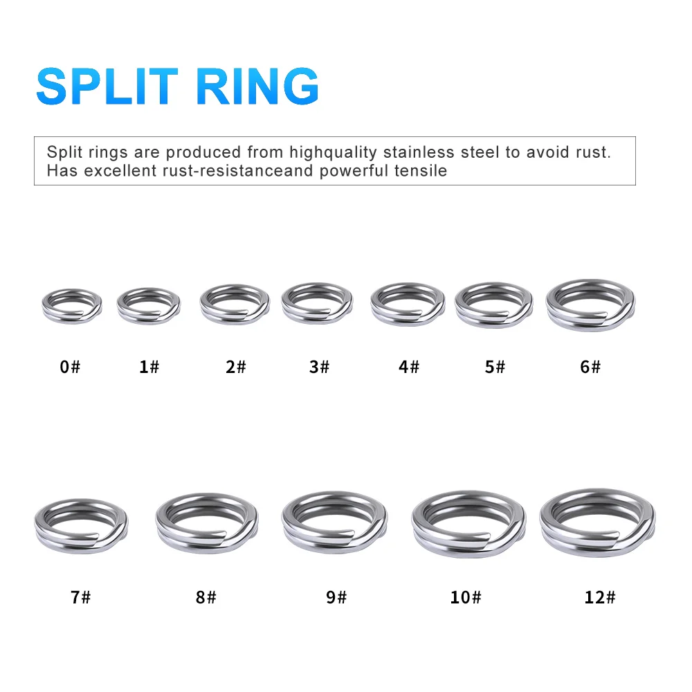 PROBEROS 낚시 스플릿 링, 크랭크 하드 미끼 실버 스테인레스 스틸, 낚시 커넥터 액세서리 태클, 0 #-12 #, 50 개