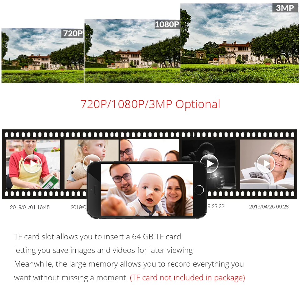 4MP IP 카메라 와이파이 야외 보안 카메라, 1080P 와이파이 비디오 감시 무선 유선 와이파이 CCTV 비바람에 견디는 CamHi IP Camara