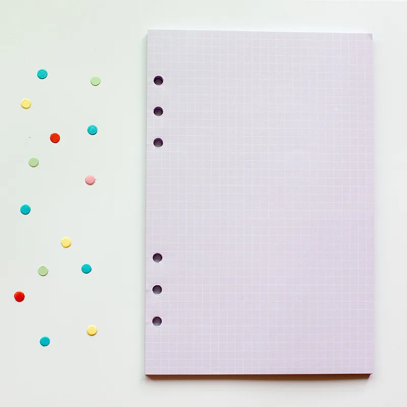 2024 카와이 A5 A6 느슨한 잎 노트북 리필 나선형 바인더 인덱스 용지, 내부 페이지 데일리 플래너 라인 그리드 빈 의제, 45 매