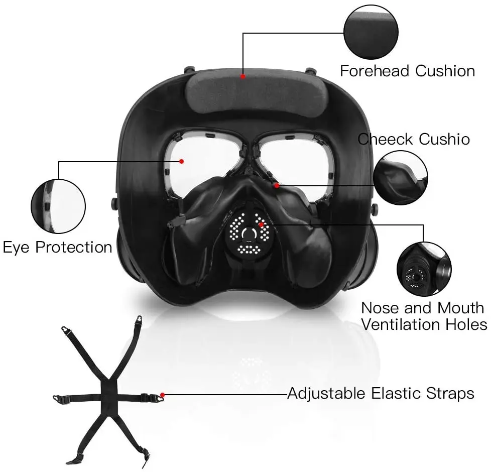 CS 코스프레용 전술 마스크, 에어소프트 풀 페이스 보호 마스크, 코스튬 할로윈 가장 무도회 현실 해골 더미