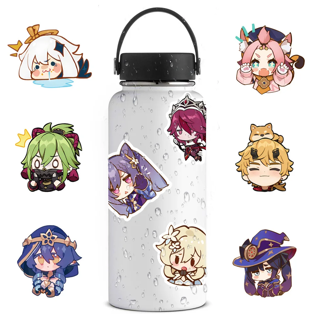 원신 임팩트 스티커 데칼 만화 장식 가방 스크랩북 노트북 전화 문구 아이 스티커 선물, 10/30/100 개