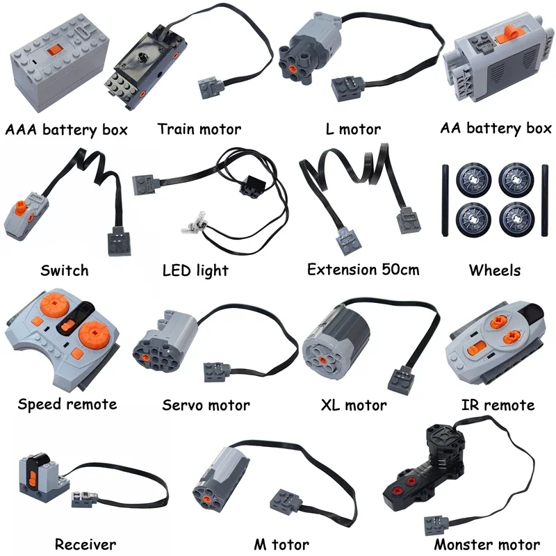 신기술 모터 부품 빌딩 블록 전원 기능 PF 모델 세트, 타린 액세서리 호환 MOC 하이테크 브릭