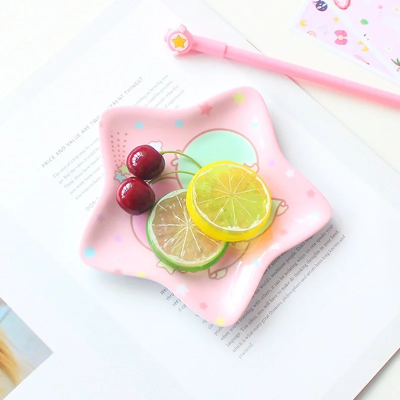 산리오 애니메이션 멜로디 개구리 세라믹 식기, 작은 쌍둥이 별 만화, 귀여운 과일 접시, 케이크 스낵 접시, 가정 다이닝 접시