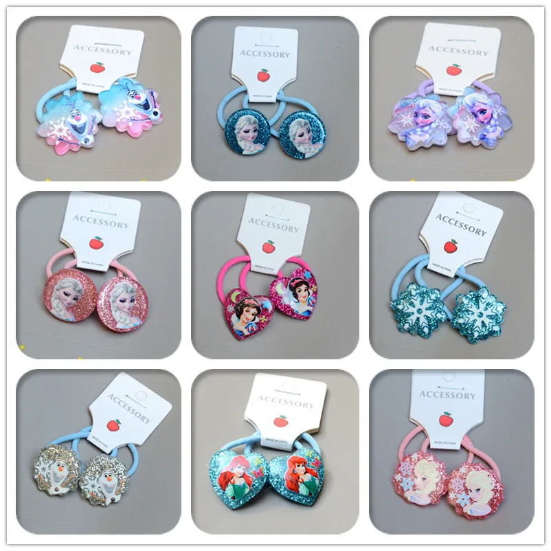 디즈니 냉동 헤어 로프 어린이 엘사 공주 헤어 액세서리, 아기 소녀 패션 파티 헤어 링, 머리 장식 장난감 선물, 신제품