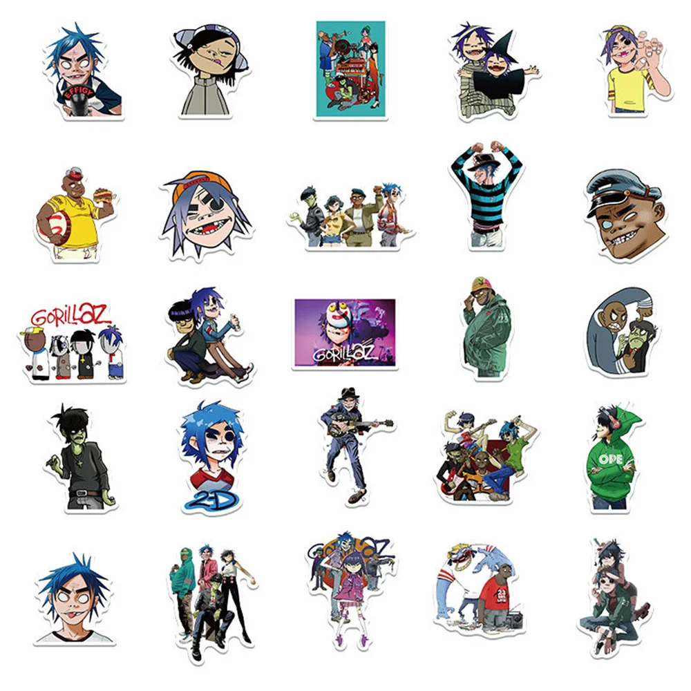 스트리트 불리 Gorillaz 그래피티 방수 스티커, 여행 가방, 노트북 냉장고, 스케이트보드 문구 상자, 도매, 10 개, 30 개, 50 개