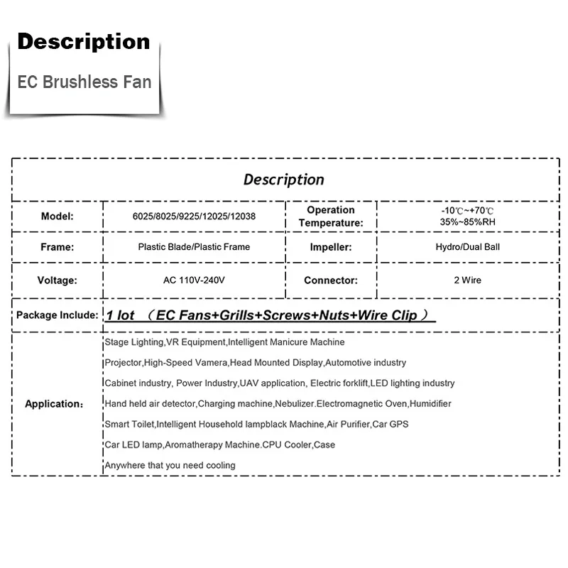 EC 축 팬 60mm 80mm 90mm 120mm 볼 브러시리스 팬 쿨러, AC 110V 120V 220V 230V 240V 컴퓨터 케이스 팬 6025 8025 9225 12038