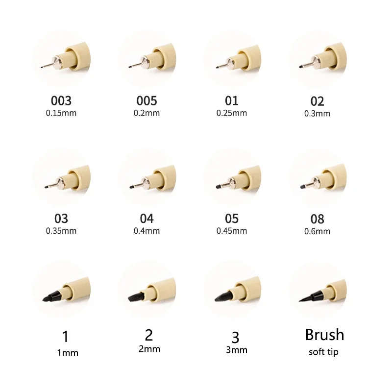 만화 마커 검정 바늘 펜 세트, 미술 용품, 드로잉 브러시 펜, 후크 라인 펜, 파인라이너 스케치 문구, 학교 학생