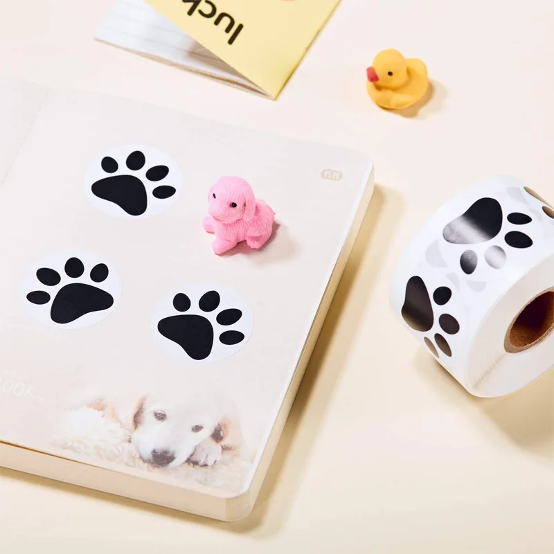 50-500pcs 검은 발 인쇄 스티커 강아지 고양이 곰 발 레이블 스티커 노트북 보상 스티커 편지지 교사 학생
