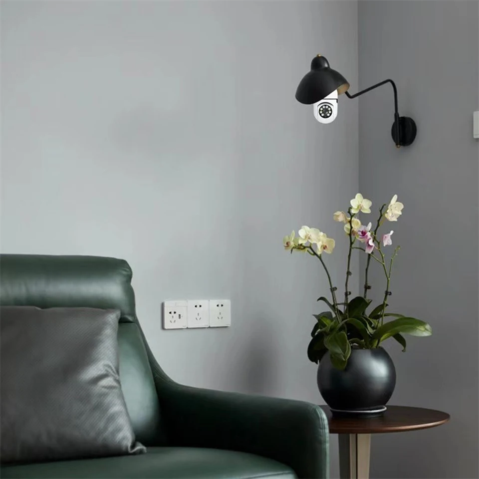 5MP Tuya Ycc365 E27 벌브 감시 카메라 와이파이 나이트 비전 풀 컬러 자동 인간 트랙 4x 줌 비디오 실내 보안 모니터