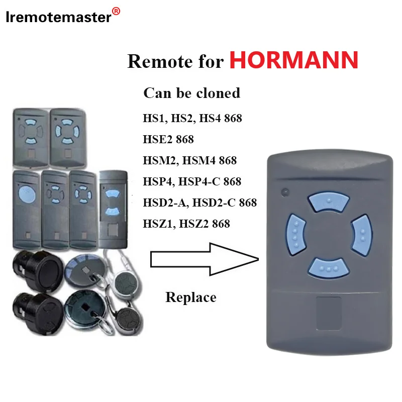 HORMANN HSE2 HSM4 HSZ1 868 원격 제어, HORMANN HS2 HS4 868.3MHz, 차고 게이트 원격 제어, 868MHz