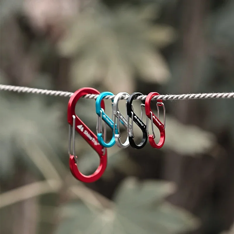 알루미늄 합금 S 모양 카라비너 클립, 야외 클라이밍 캠핑, EDC 스프링 키체인 후크, 이중 잠금 버클, 대형, 4 가지 색상