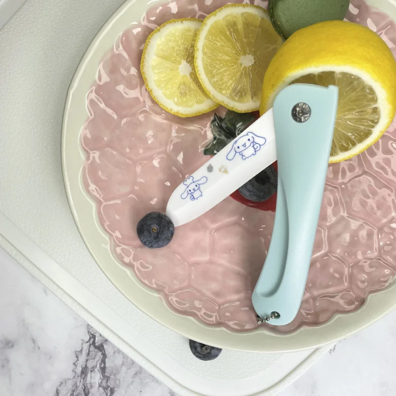 산리오 쿠로미 과일 칼, 만화 세라믹 접이식 칼, 헬로 키티 시나모롤, 휴대용 미니 여행 가정용 필러 식품 칼