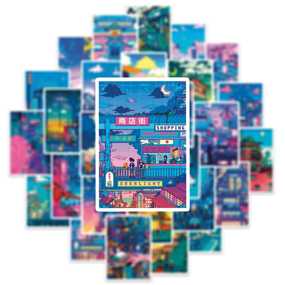 10/30/50pcs 애니메이션 거리보기 밤 인쇄 만화 스티커 귀여운 미적 스케이트 보드 노트북 전화 멋진 스티커