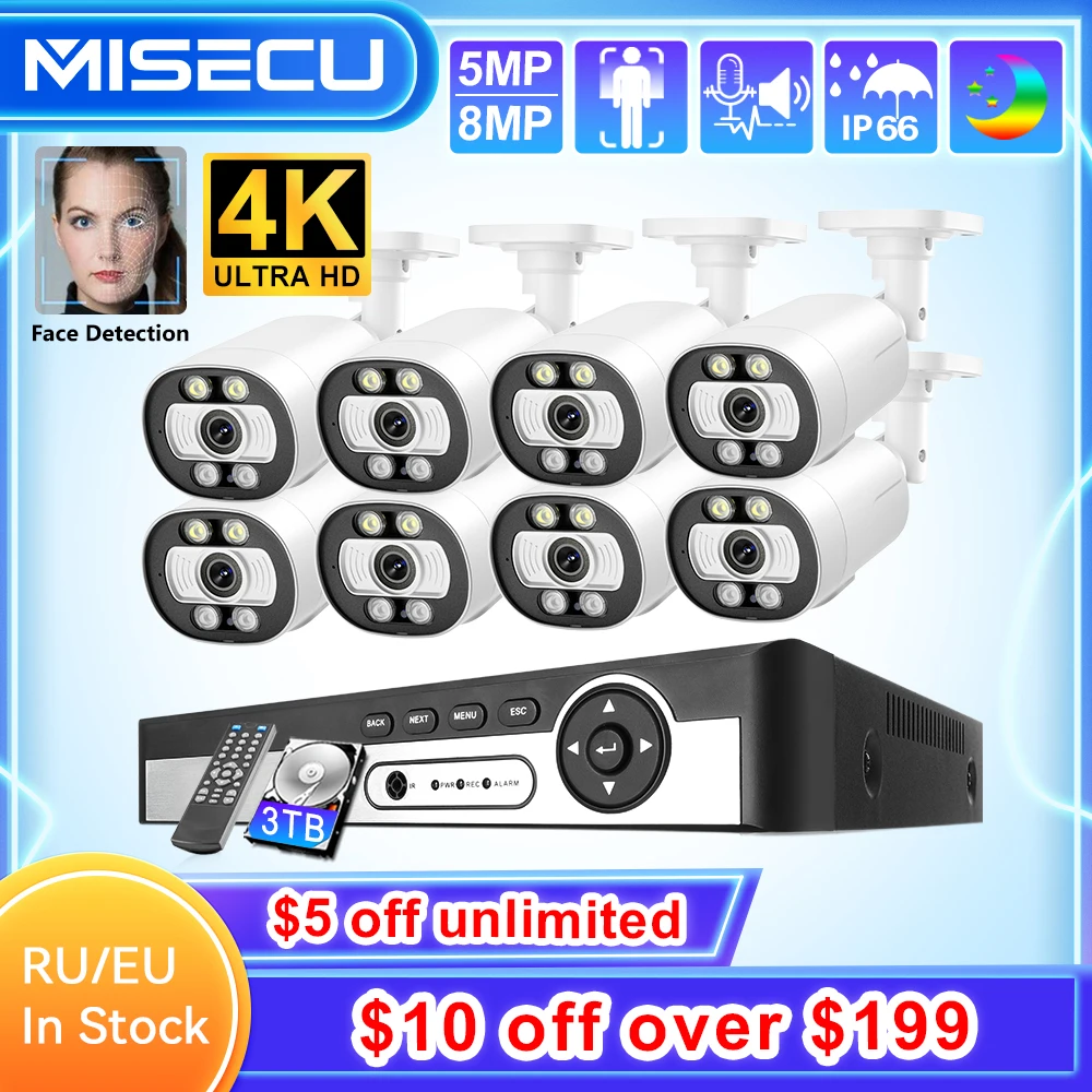 Misecu POE 보안 AI 카메라 시스템, 얼굴 감지, 8MP CCTV 레코드 감시 보호 키트, 컬러 나이트 비전 NVR, 8CH, 4K, 5MP title=Misecu POE 보안 AI 카메라 시스템, 얼굴 감지, 8MP CCTV 레코드 감시 보호 키트, 컬러 나이트 비전 NVR, 8CH, 4K, 5MP 