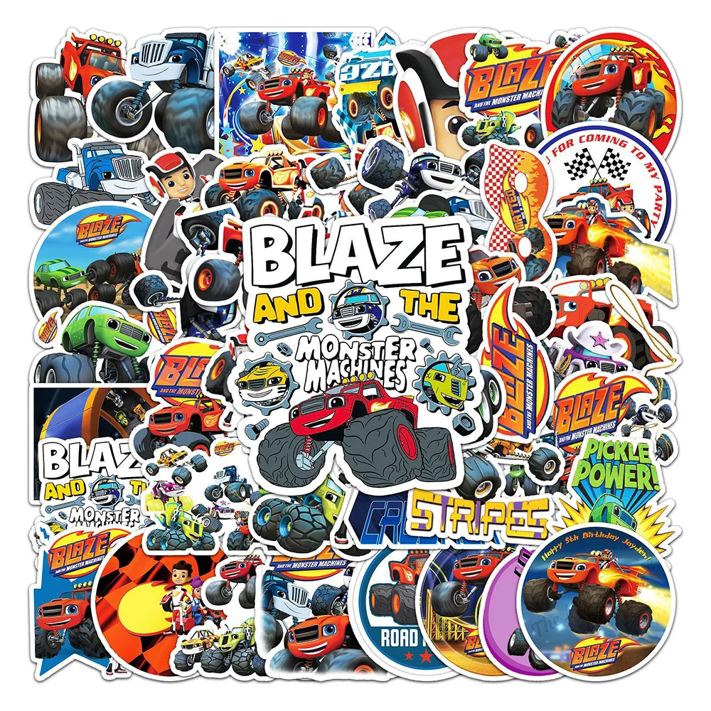 Blaze and the Monster Machines 만화 스티커, DIY 휴대폰 노트북 수하물 스케이트보드 그래피티 데칼, 어린이용 재미있는 데칼, 10 개, 30 개, 50 개