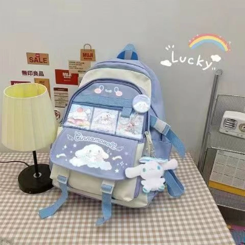 귀여운 산리오 애니메이션 쿠로미 시나모롤 학생 책가방, 마이 멜로디, 귀여운 만화, 여아용 대용량 배낭 선물