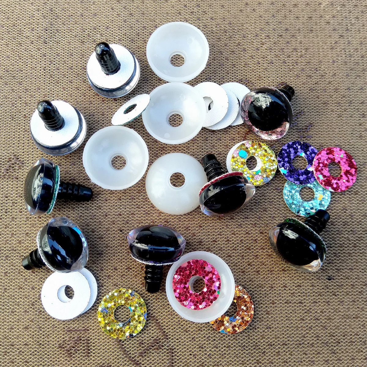 아미구루미 크로셰 장난감용 하이 퀄리티 안전 눈, 반짝이 혼합 크기, 대형 녹색 파란색 버튼 인형 눈, 18mm, 20mm, 25mm, 30mm, 35mm, 20 개