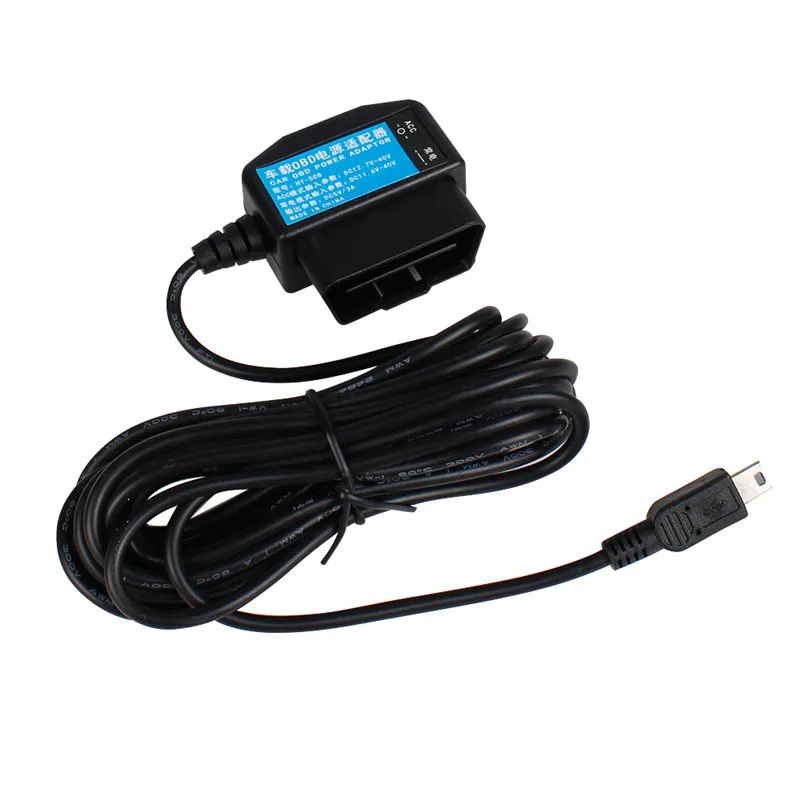 차량용 OBD 담배 어댑터, 미니 마이크로 5 핀 USB 포트, 출력 5V 3A, 라이터 파워 박스, 3.5m 스위치 케이블 포함, 대시 캠 충전용