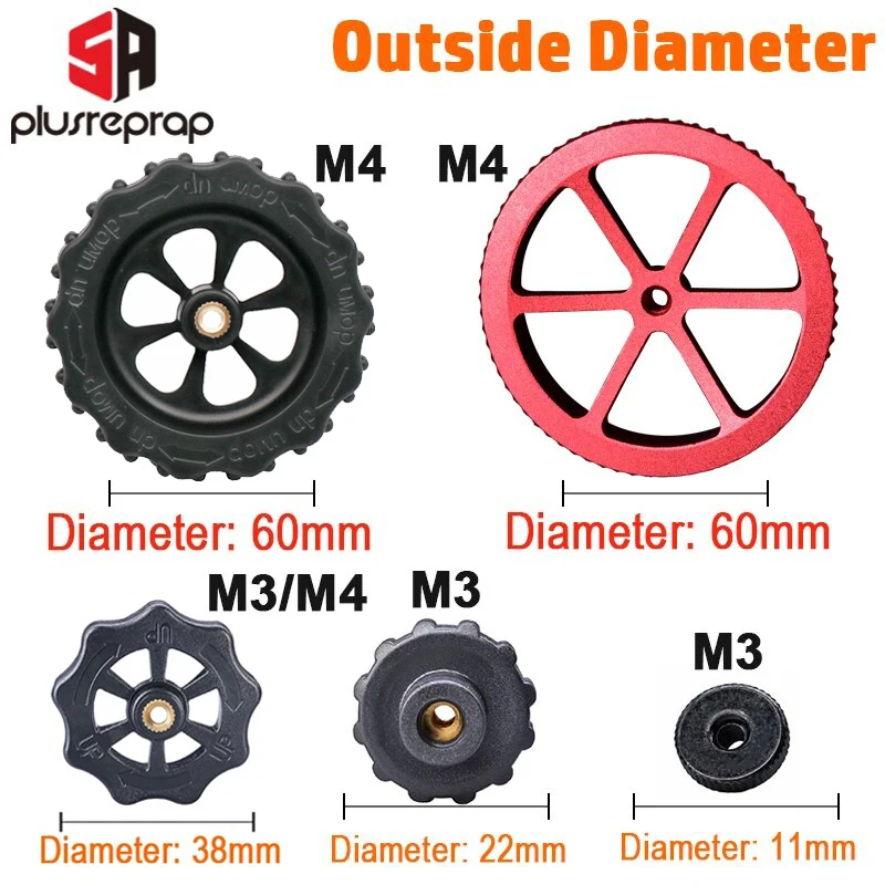 스크류 너트 히트 베드 레벨링 스프링 노브 부품, 3D 프린터 인쇄 플랫폼 교정 액세서리, M3/M4, 4 개