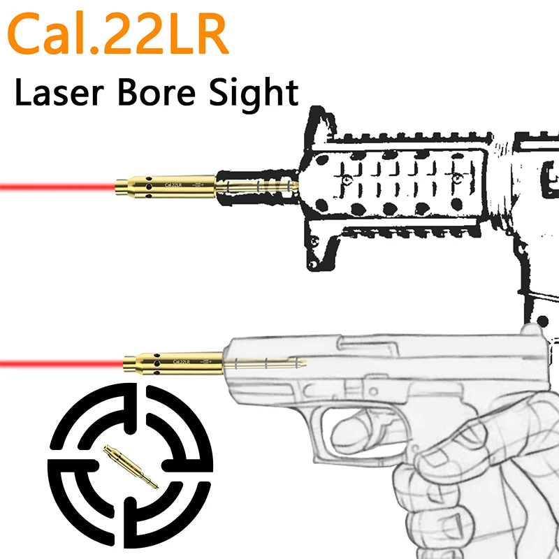 전술 레이저 보어 조준기 Cal.22LR 구경 레드 도트 레이저 조준기, 소총 글록 권총 에어소프트 총 무기 사냥 액세서리