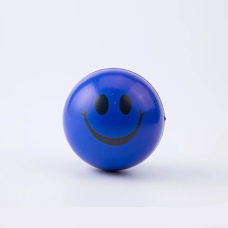 스마일 페이스 폼 볼 스퀴즈 스트레스 볼 릴리프 장난감, 손 손목 운동, 어린이 PU 장난감 공, 6.3cm, 로트당 5 개