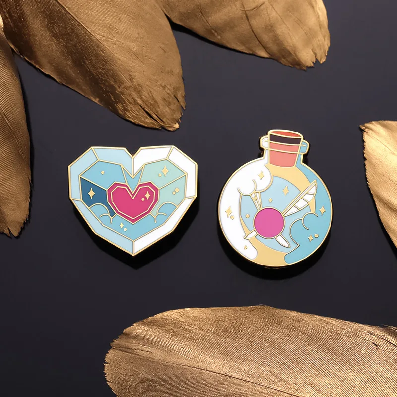 배낭 귀여운 게임 시리즈 러브 에나멜 핀 브로치, 여성용 라펠 핀, 코스프레 액세서리, 장난감 선물