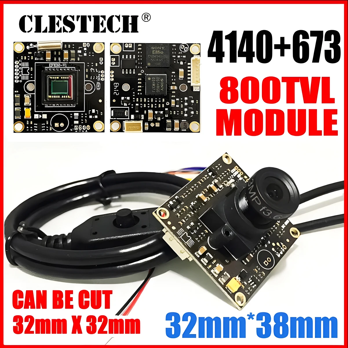 CLESTECH Effio CCD 4140 + 673 800TVL 칩 1/3 인치 소니 모듈 CCTV 카메라 아날로그 회로 기판 960H OSDCable 현미경 DIY 모니터링