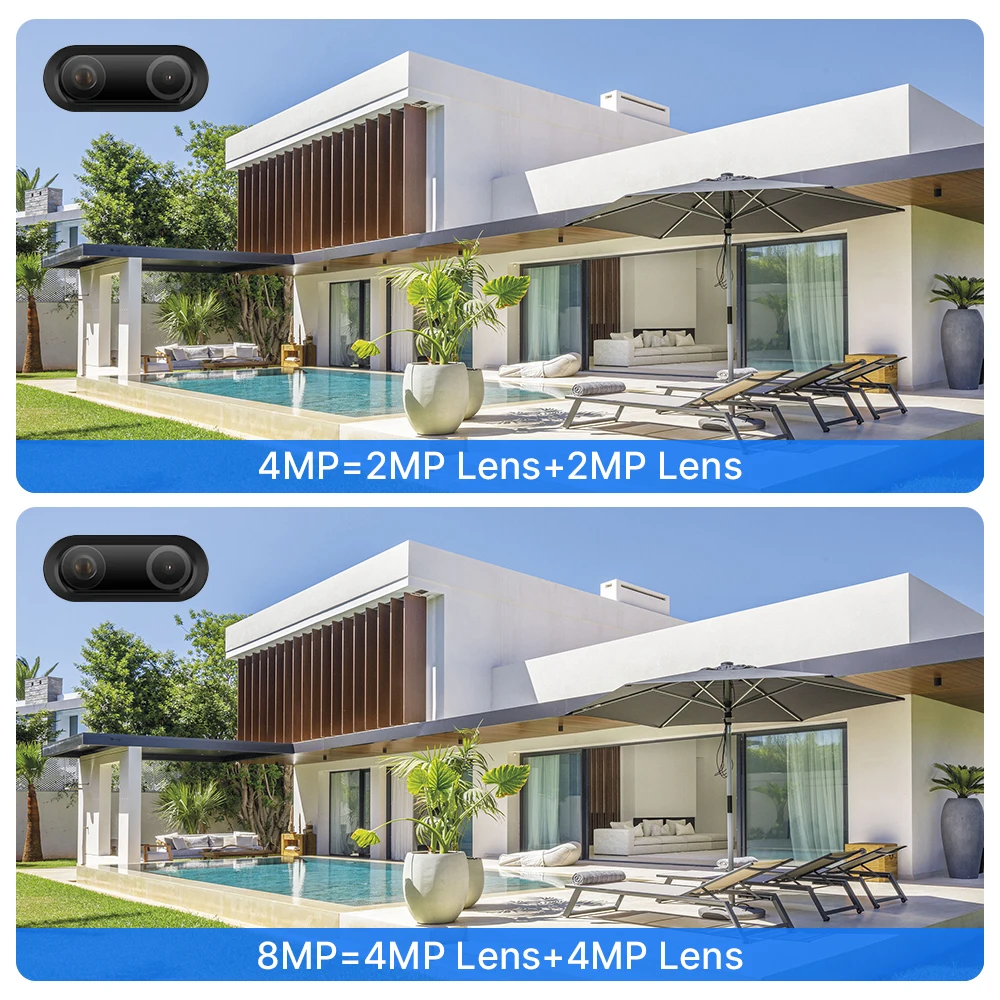 Hiseeu 4K 8MP PTZ Wifi IP 카메라 8X 줌 실외 3.6+12mm 듀얼 렌즈 야시 인체 감지 비디오 감시 카메라