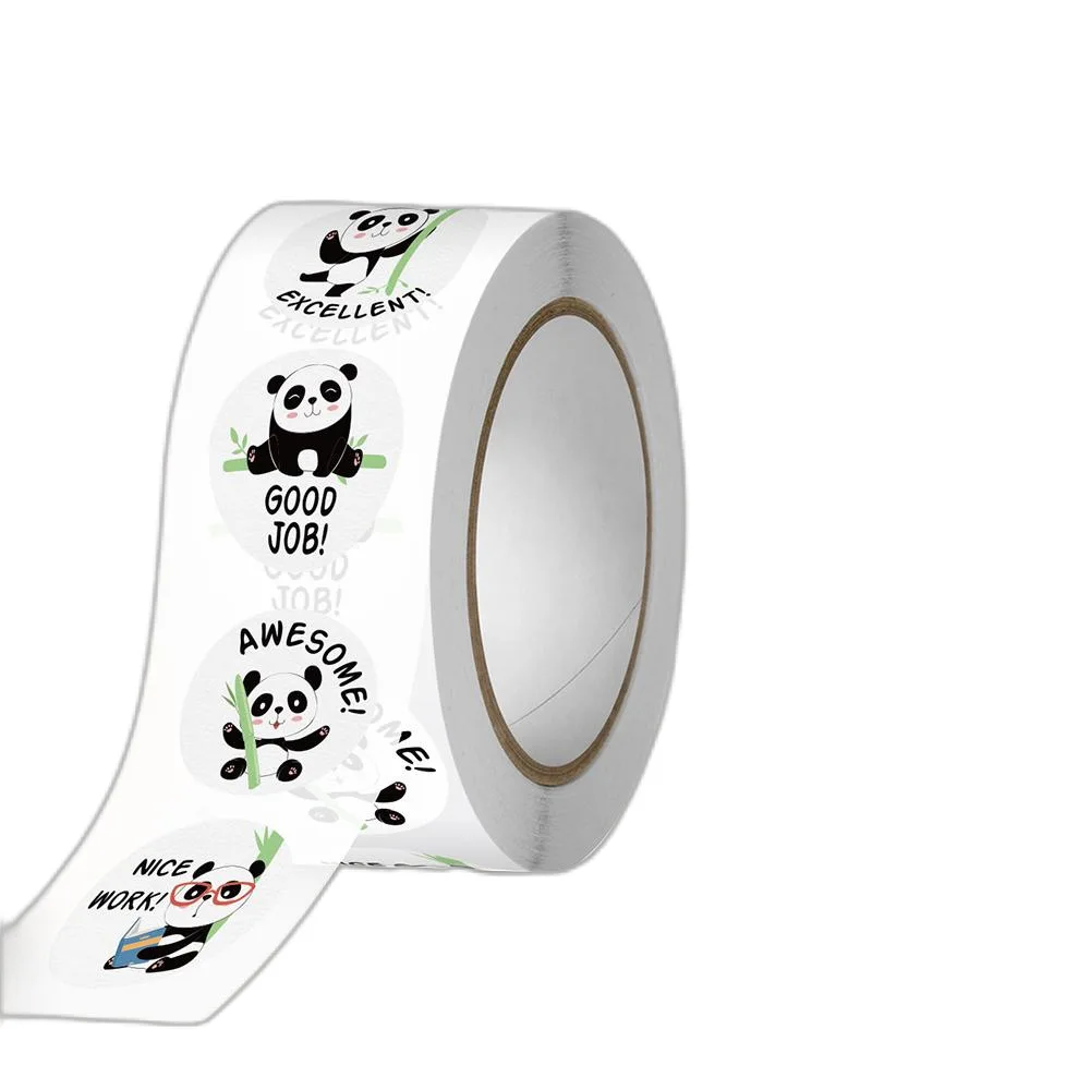 귀여운 동물 팬더 라벨 스티커 롤 봉투, 칭찬 보상 학생 작업 문구 도장 라벨, 100-500 개, 2.5cm