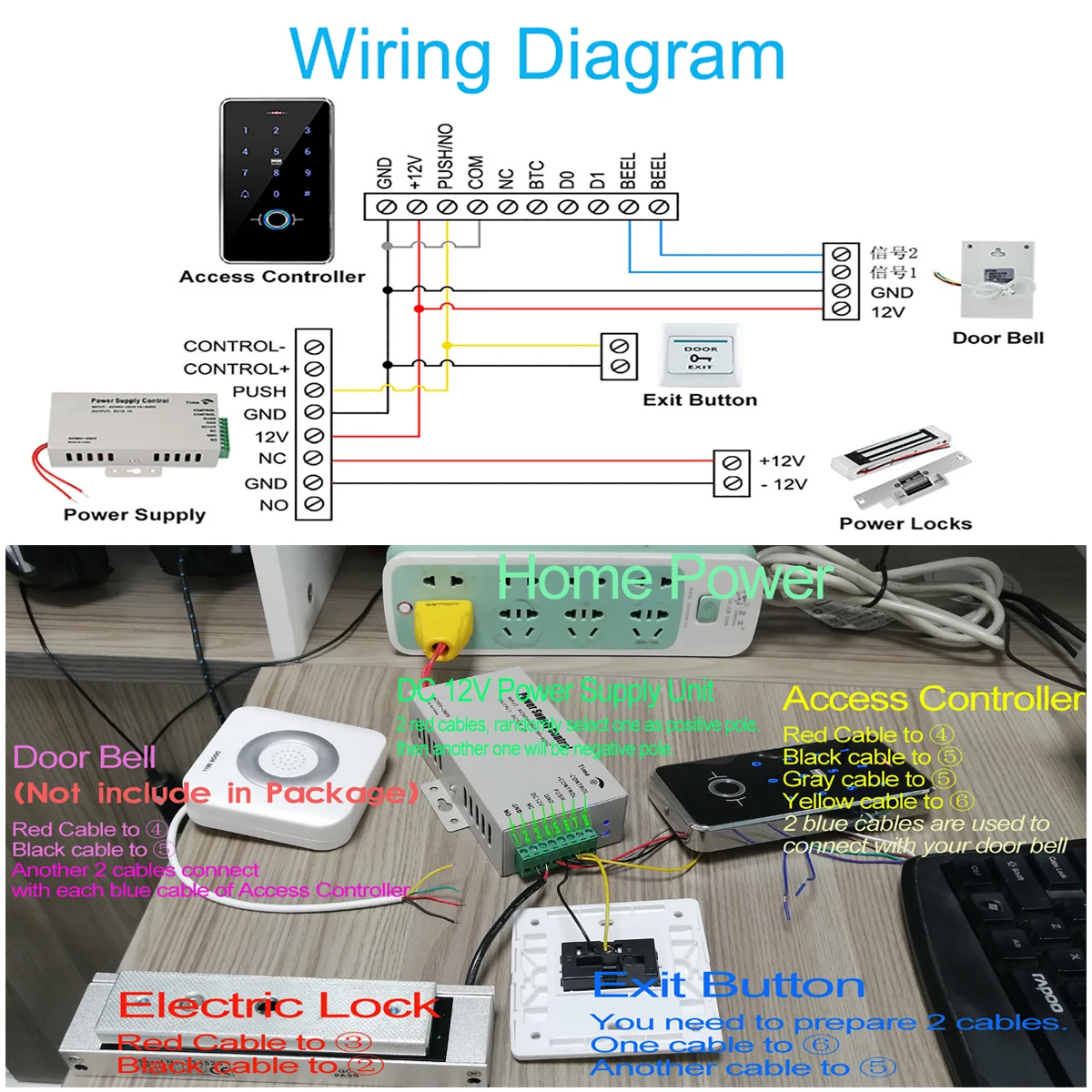 YiToo RFID 지문 액세스 제어 시스템 도어 잠금, IP68 완전 방수 전기 잠금 홈 안전, 야외 설정