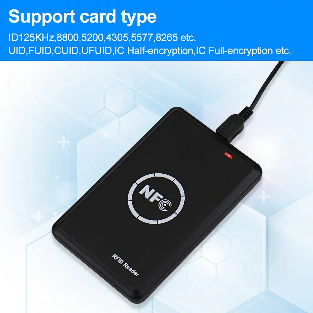 RFID 복사기 125KHz 열쇠 NFC 스마트 카드 리더 라이터, 13.56MHz 암호화 프로그래머, USB UID T5577 EM4305 카드 태그