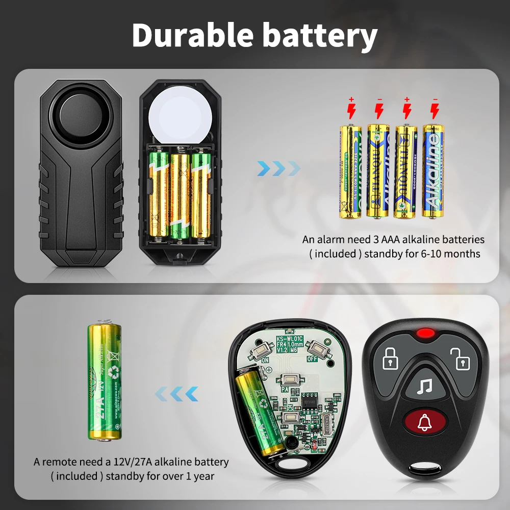 Camaroca 무선 자전거 경보 리모컨, 도난 방지 보안 보호, 스마트 홈, IP55 방수, 오토바이 자전거 경보