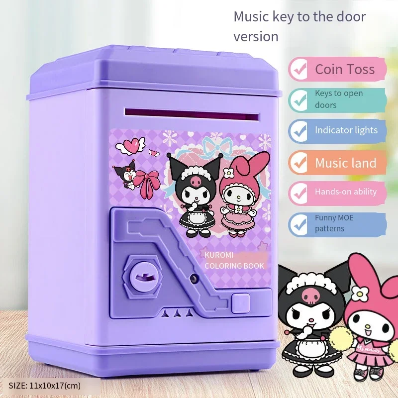 피카츄 산리오 시나모롤 쿠로미 돼지 저금통 어린이 암호 상자, 카와이 창의력 얼굴 잠금 해제, 다기능 어린이 장난감 선물