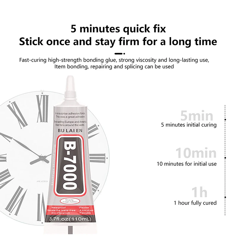 투명 접촉 전화 수리 접착제, 범용 유리 플라스틱 DIY 접착제 B-7000, 정밀 어플리케이터 포함, B7000