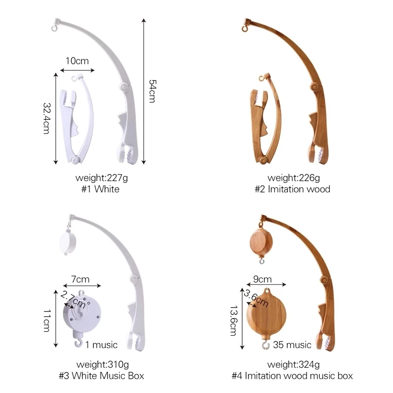 유아용 침대 벨 뮤지컬 박스 거치대 팔 장난감, 접이식 모조 우드 그레인 유아 침대 장식 장난감, 교육용 아기 침대 장난감