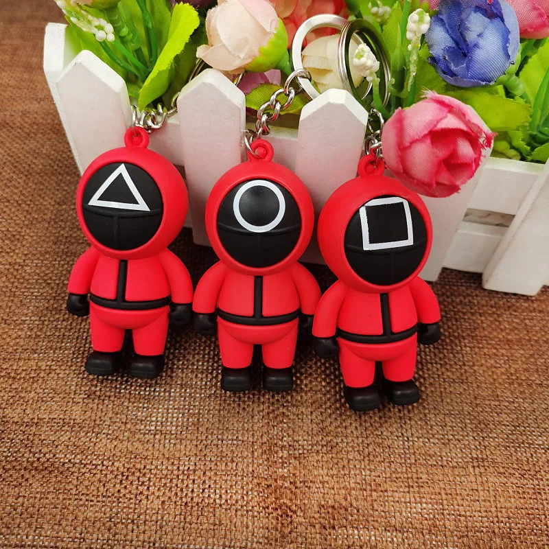 3D 오징어 게임 키체인, TV 쇼 피규어, 마스크 키체인, 매력 액세서리, 라운드 6 코스프레 키체인, 소년 소녀 장난감