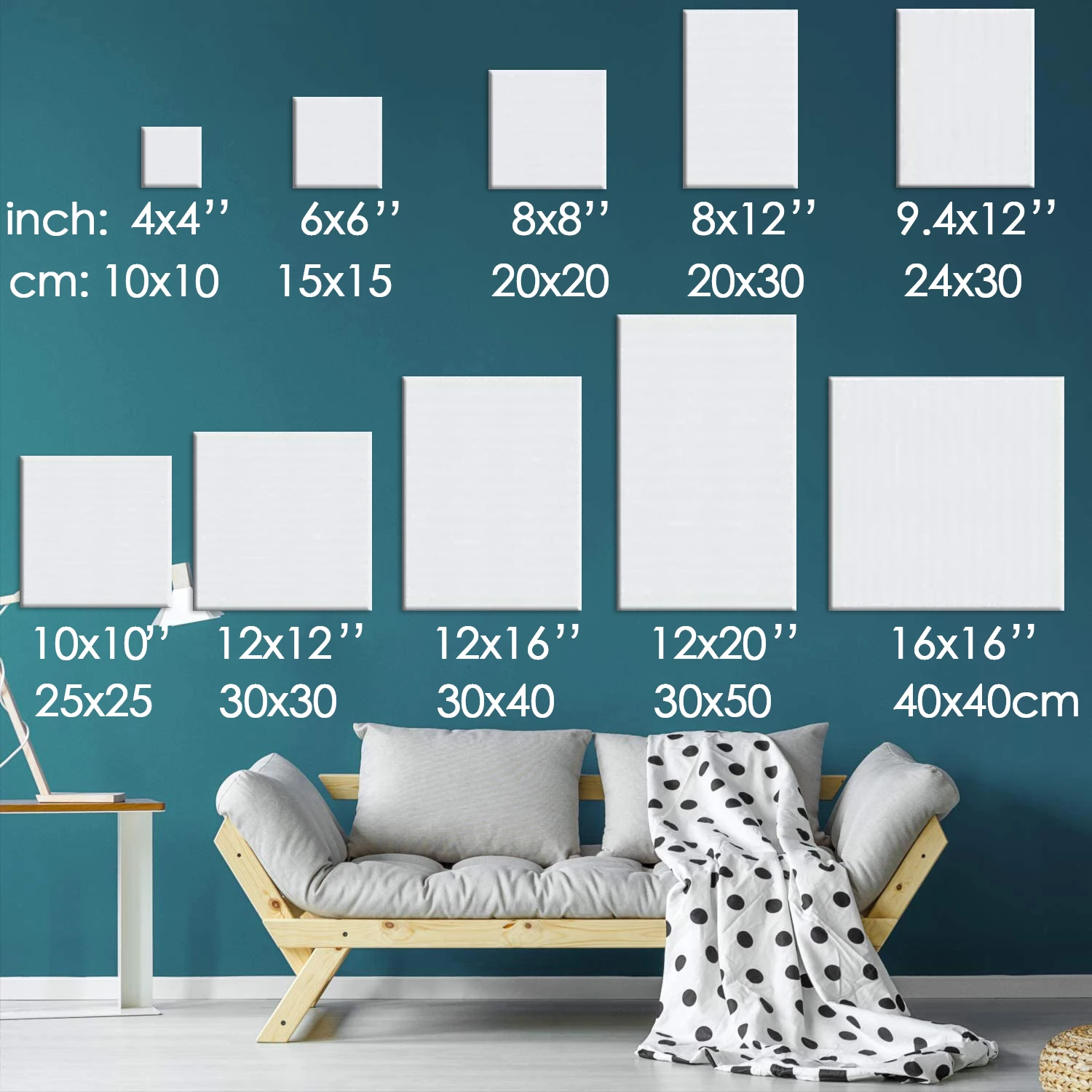 페인팅용 스트레치 캔버스 4 개 팩, 프라이밍 화이트 100% 코튼 아티스트 페인팅용 블랭크 캔버스 보드, 8 oz Gesso-Primed