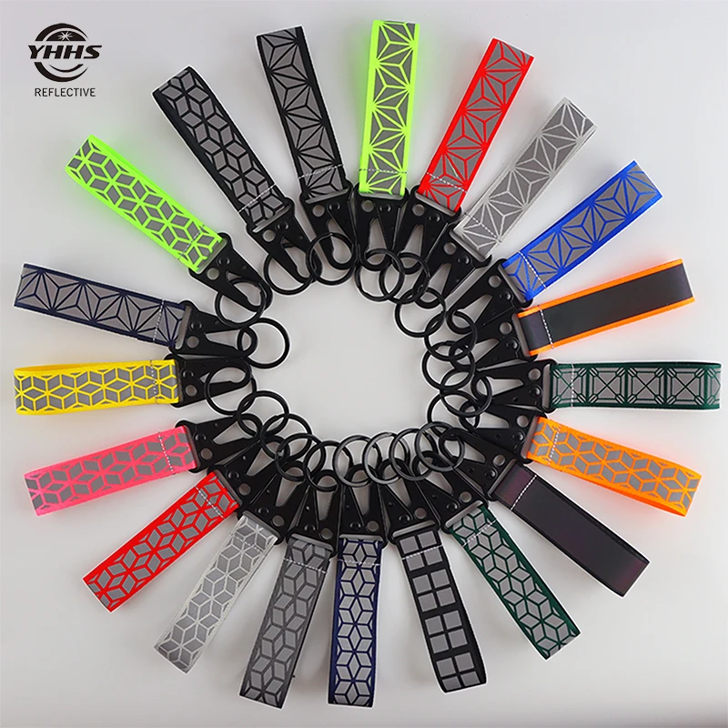 반사 키체인, 고가시성 반사판 펜던트, 교통 안전 마커, 야간 사이클링 가방 액세서리, 자동차 키링, 10cm