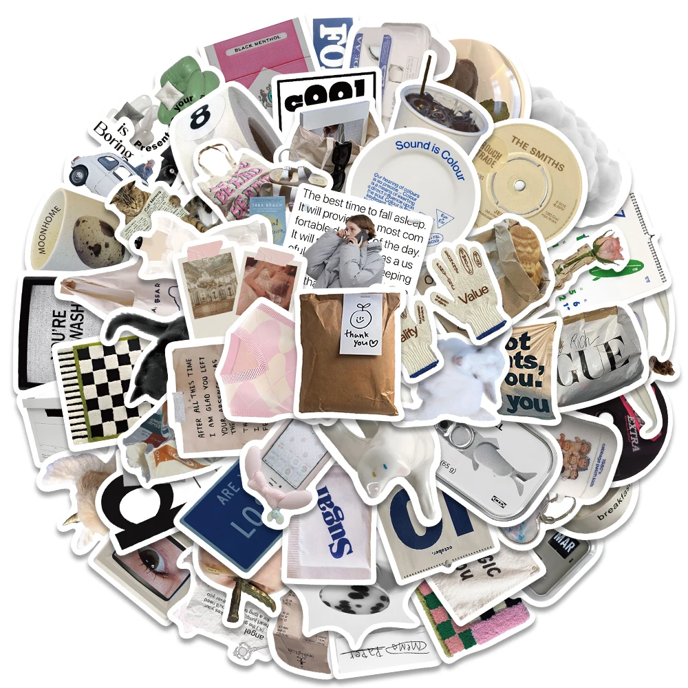 인스 스타일 빈티지 스티커, 한국 만화 미학 데칼, 전화 스크랩북 노트북 냉장고 자동차 그래피티 스티커, 어린이 장난감, 57 개