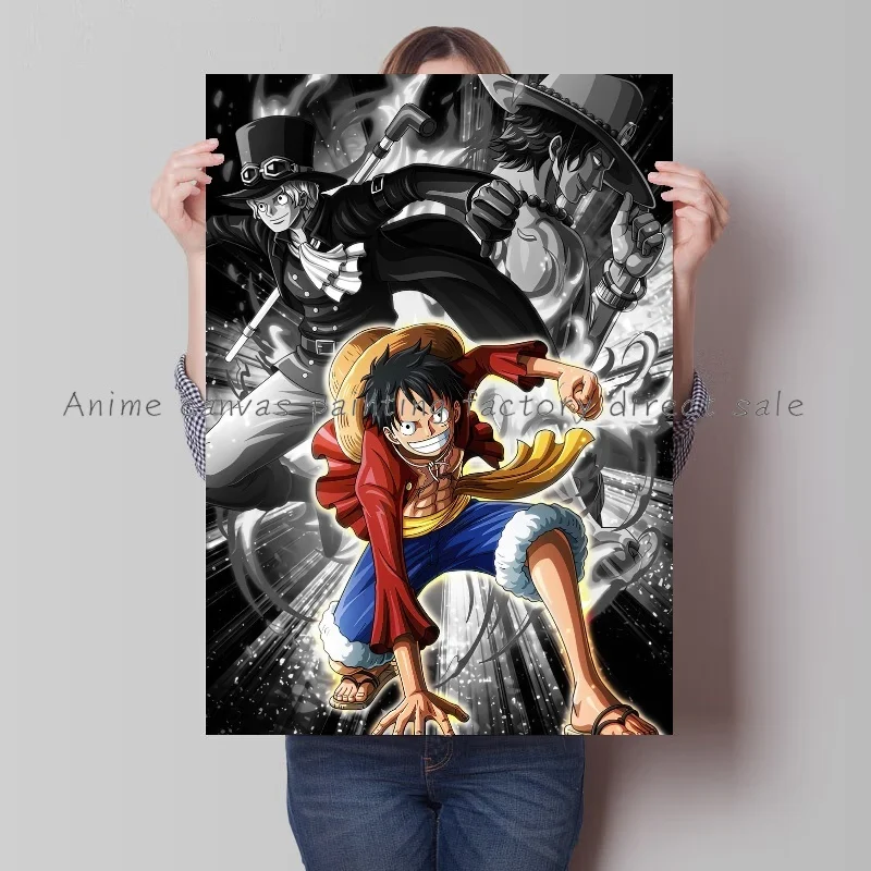 일본 반다이 레트로 애니메이션 주변, 원피스 루피 아트 캔버스 페인팅 포스터 인쇄 벽화, 집 벽 미적 방 장식