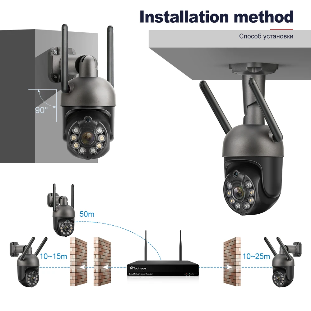 Techage 무선 비디오 보안 카메라 시스템, 야외 양방향 오디오, 와이파이 IP 카메라, P2P CCTV 감시 NVR 키트, H.265, 10CH, 3MP