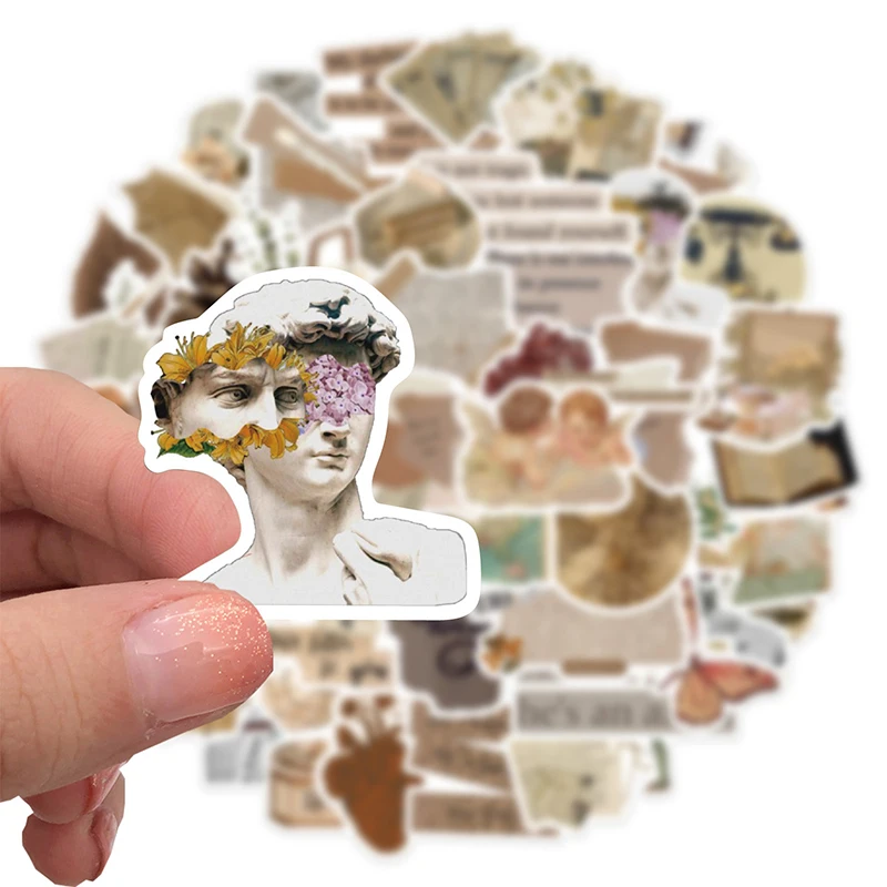 10/30/52PCS 빈티지 콜라주 PVC 낙서 스티커 미적 컬러 장식 스크랩북 DIY 어린이 전화 편지지 공급